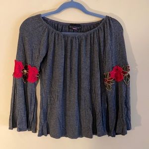 Embroidered Sleeved Grey Shirt